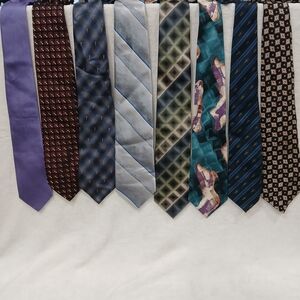 Lot Of 8 Men's 100% Silk Neckties Vintage & Contemporary Saville Row Baracuta